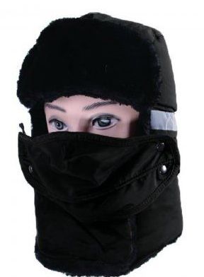36 Wholesale Men Winter Hat With Mask In Black