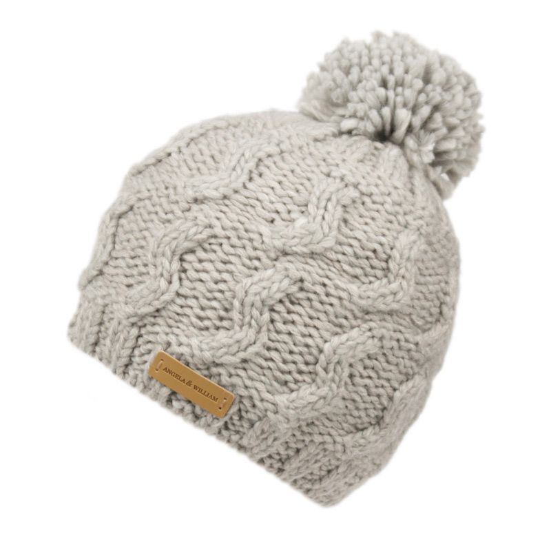 12 Bulk Wool Blend Cable Knit Pom Pom Beanie With Sherpa Lining
