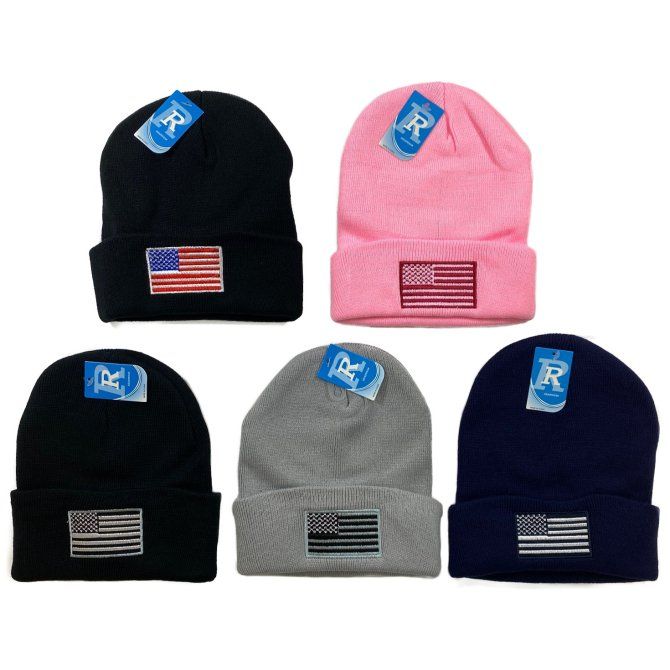 24 Pieces of Embroidered Knitted Cuff Hat [flag]