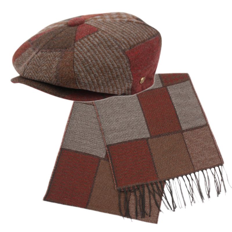12 Pieces Newsboy Cap And Scarf Set - Winter Sets Scarves , Hats & Gloves