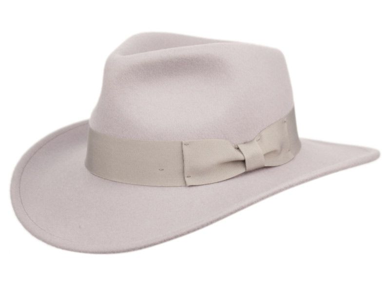 6 Pieces Indiana Jones Wool Felt Fedora Hats With Grosgrain Band In Light Gray - Fedoras, Driver Caps & Visor
