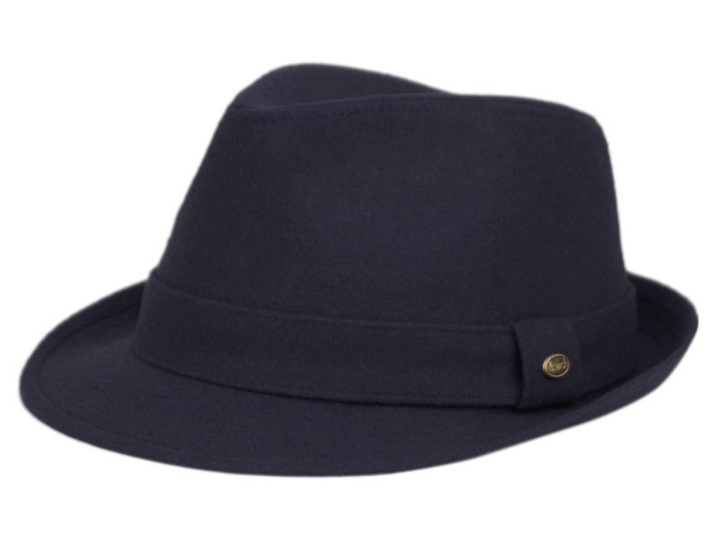 12 Wholesale Solid Color Wool Fedora With Self Fabric Band In Navy