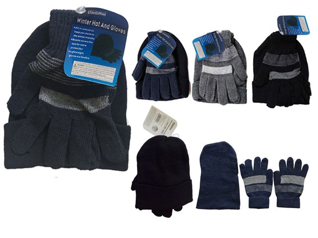144 Sets Men's Hat And Gloves Set - Winter Sets Scarves , Hats & Gloves