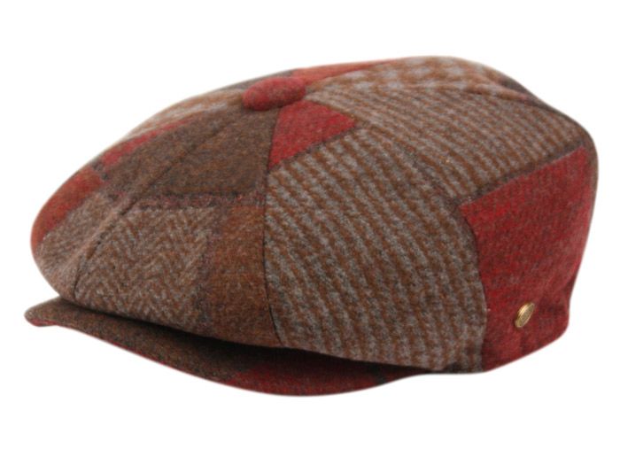 12 Wholesale Wool Blend Patch Work Newsboy Cap With Quilted Satin Lining In Brurgandy