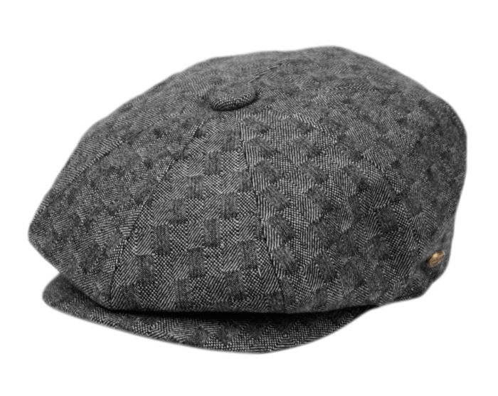 12 Wholesale Wool Blend Tweed Newsboy Cap With Quilted Lining In Black