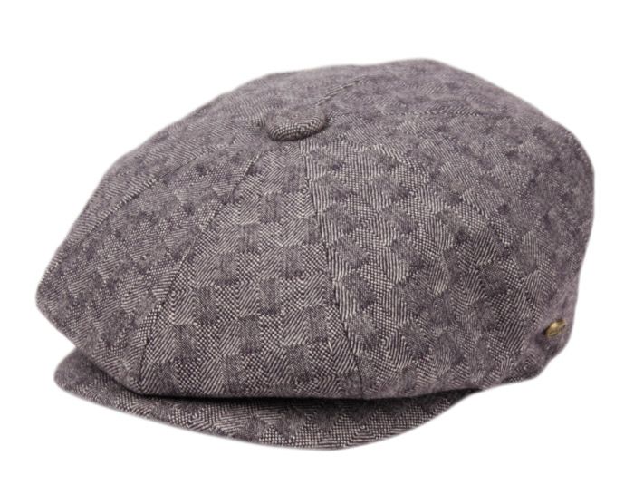 12 Wholesale Wool Blend Tweed Newsboy Cap With Quilted Lining In Navy