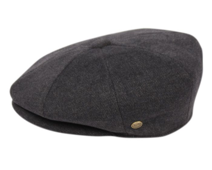 12 Wholesale Herringbone Wool Blend Newsboy Cap With Quilted Lining In Grey