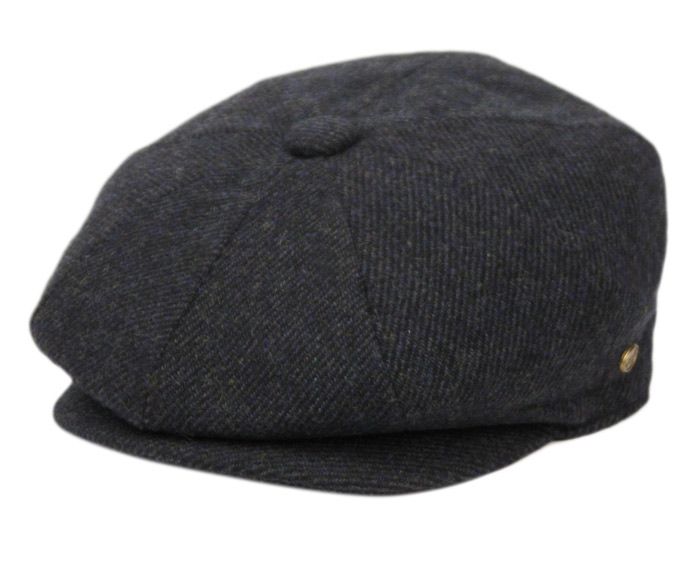 12 Wholesale Herringbone Wool Blend Newsboy Cap With Quilted Lining In Navy