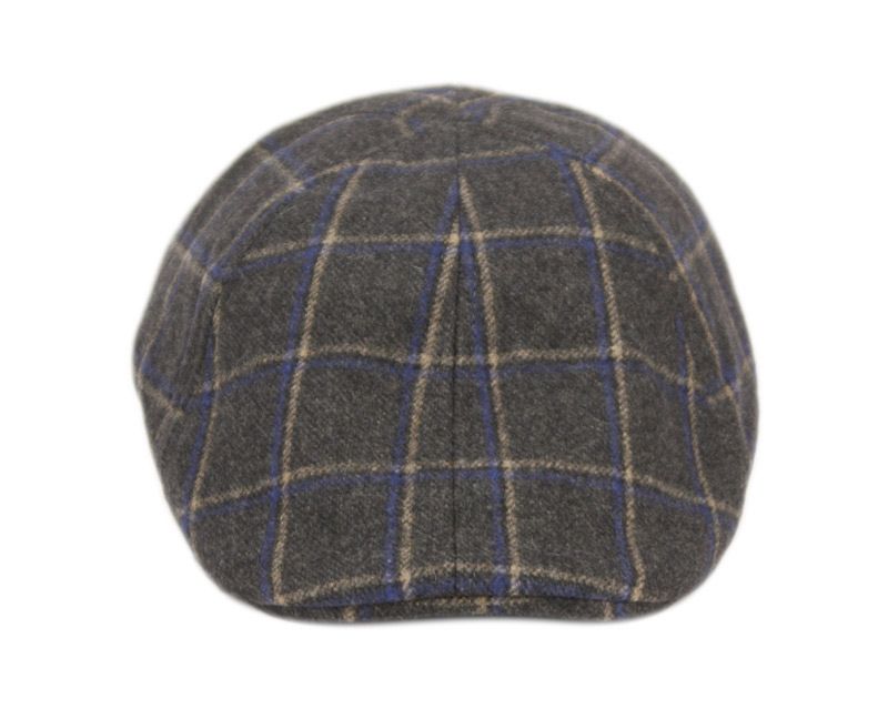 12 Wholesale Plaid Wool Blend Duckbill Ivy Cap In Charcoal