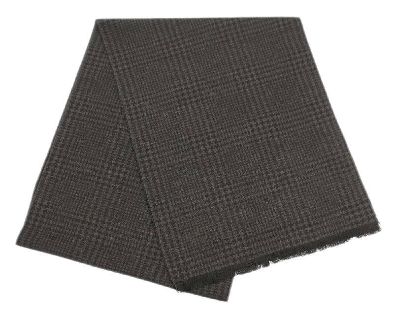 12 Pieces Mens Cashmere Feel Soft Plaid Scarf In Dark Grey - Winter Scarves
