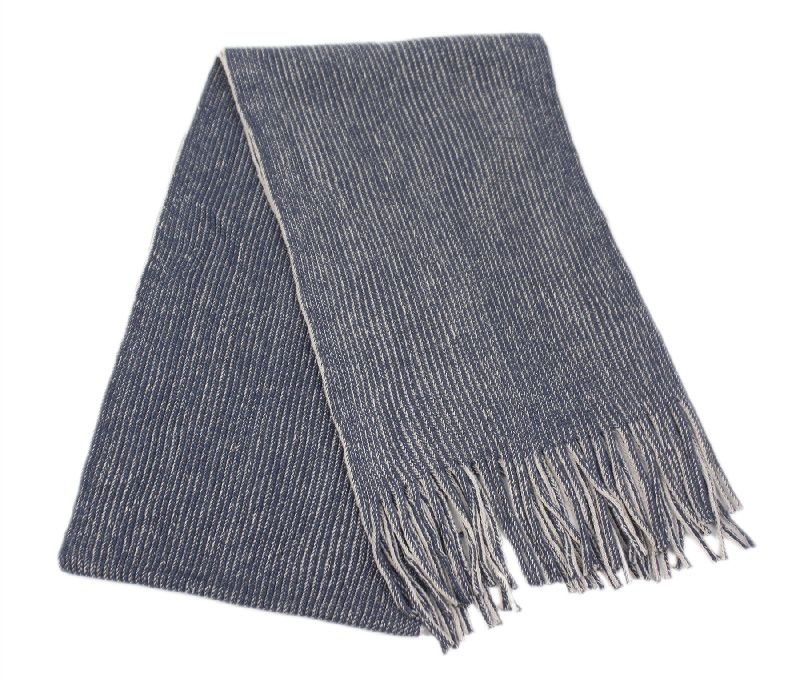 12 Wholesale Mens Winter Knit Denim Scarf In Blue