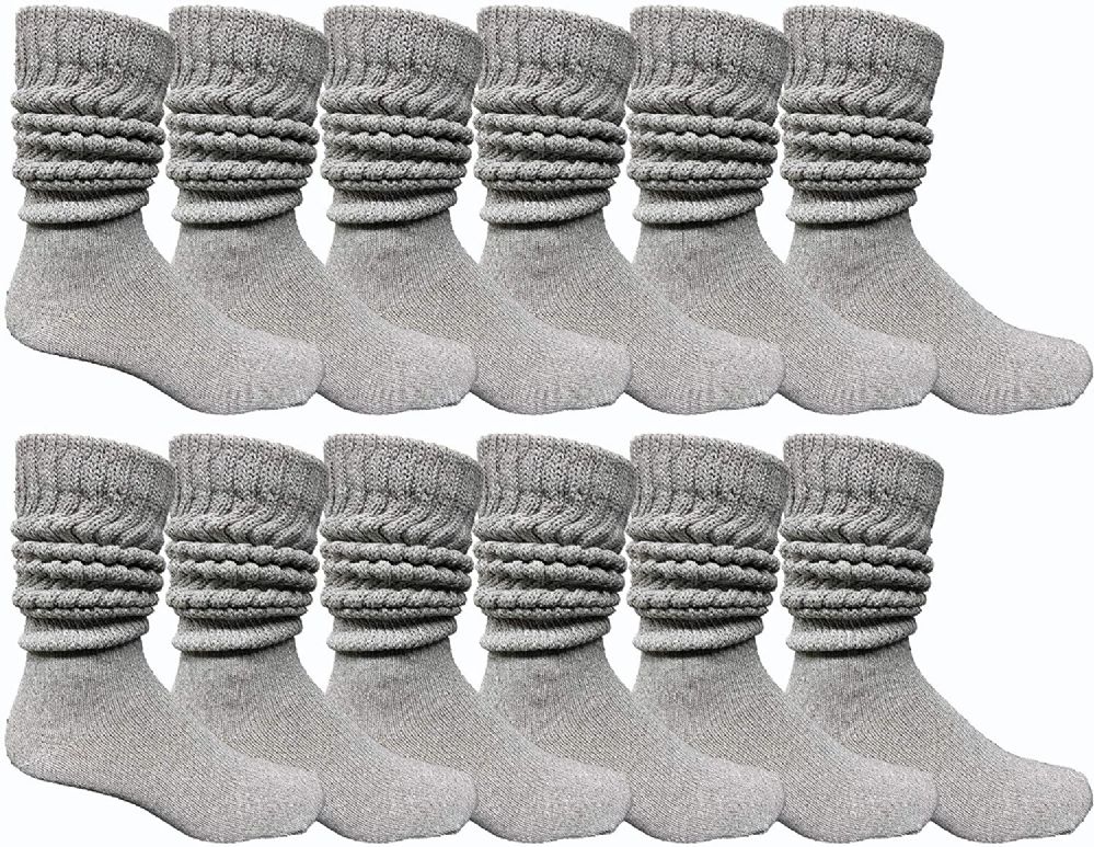 12 Pairs of Yacht & Smith Men's Gray Slouch Socks Size 10-13