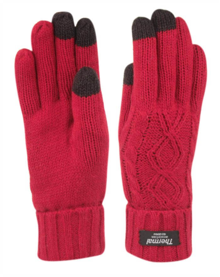 12 Wholesale Thermal Knit Gloves With Screen Touch Assorted Color