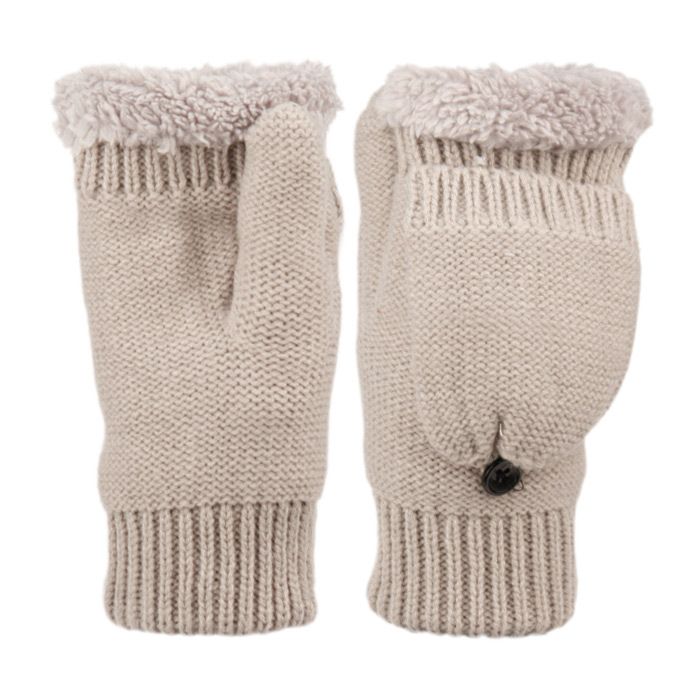 12 Pieces of Fingerless Winter Knit Mittens With Cover And Sherpa Lining
