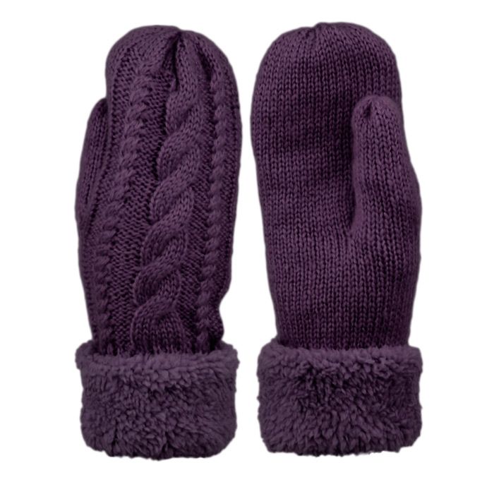 12 Wholesale Winter Knit Mittens With Sherpa Lining