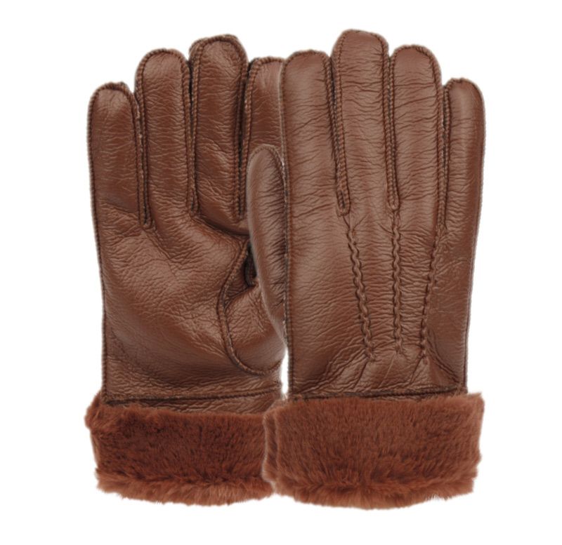 12 Pairs of Mens Faux Leather Winter Glove With Fur Cuff And Lining