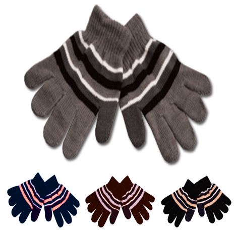 96 Wholesale Kids Knit Stripe Glove