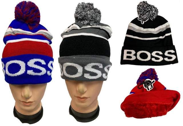 12 Pieces Winter Pompom Hat Boss Plush Lining Inside - Winter Beanie Hats