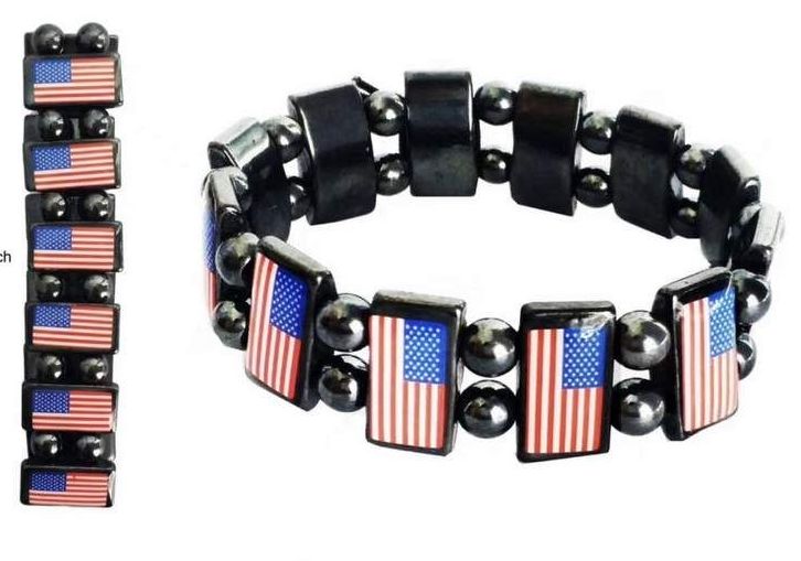 96 Pieces of Bracelet Magnetic Hematite America Flag