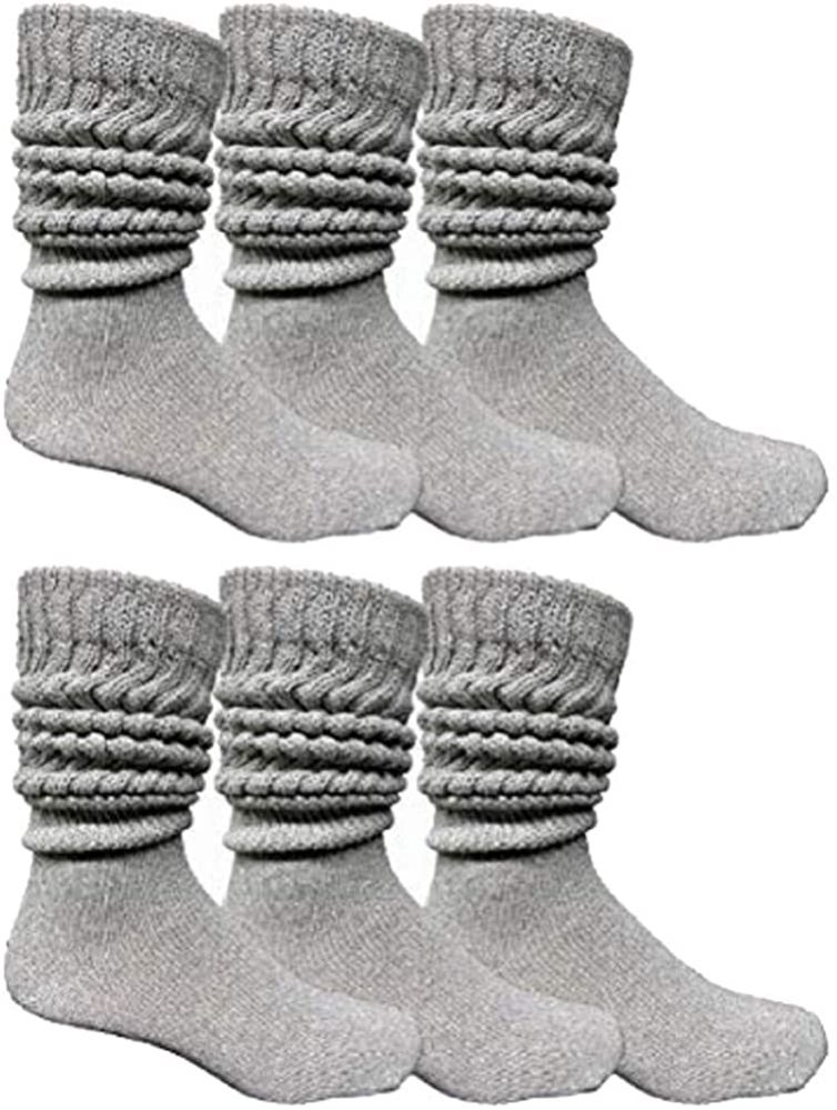 6 Pairs of Yacht & Smith Men's Gray Slouch Socks Size 10-13