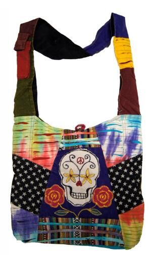 15 Pieces of Handmade Sugar Skull Roses Patch Work Hobo Bags