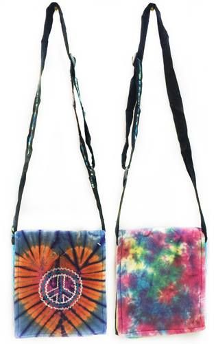 15 Pieces of Tie Dye Cotton Peace Sling Bags