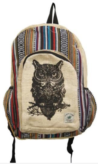 5 Pieces Handmade Hemp Owl Backpack - Backpacks 15" or Less