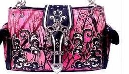 3 Pieces of Pink Camo Western Concealed Pocket Purse