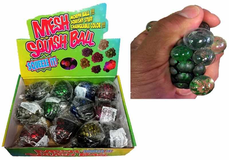 96 Pieces of Glitter Squish Ball With Putty Inside Display