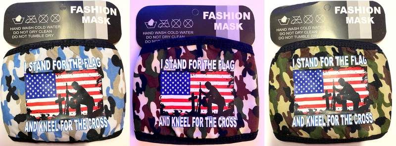 12 Wholesale Camo Face Cover Stand Flag Kneel Cross