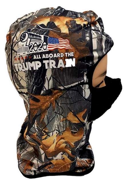 24 Wholesale Trump Train Ninja Face Cover With Hardwood Camo