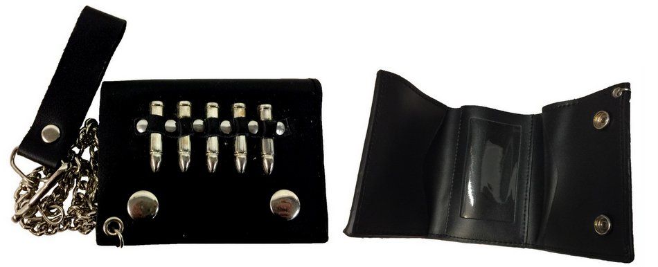 12 Pieces of Leather Tri Fold Wallet With Bullets