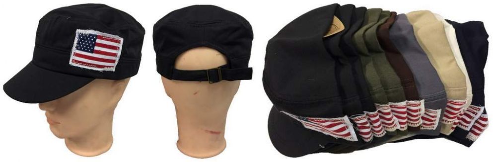36 Pieces Prewashed Cloth American Flag Hat - Baseball Caps & Snap Backs