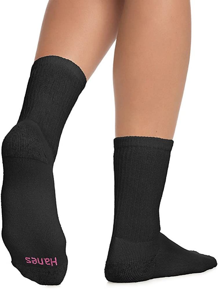 60 Pairs of Hanes Crew Sock For Woman Shoe Size 4-10 Black