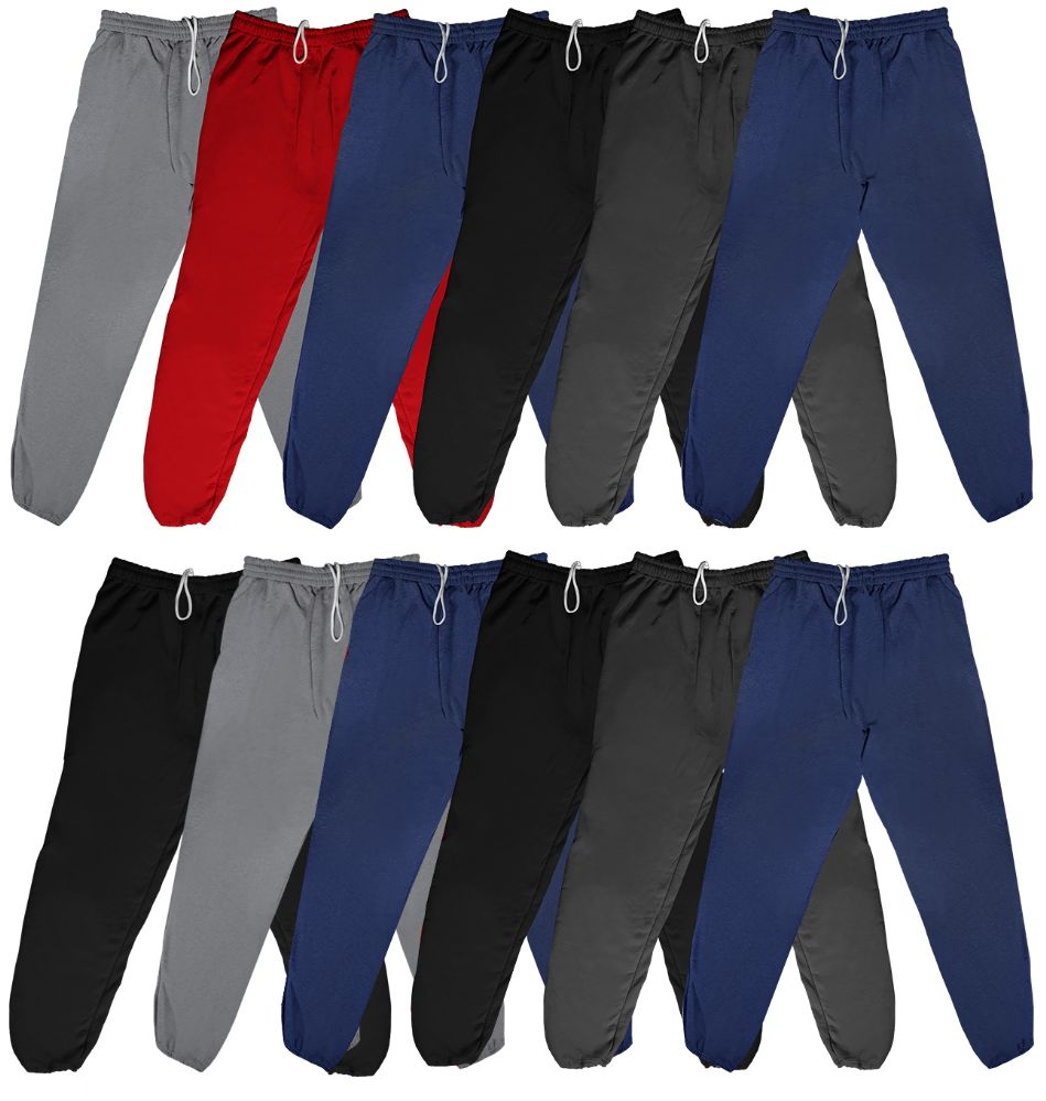 Wholesale Men's Fruit of The Loom Sweatpants Joggers with Draw String and Pockets Size 2XL Bulk Yacht \u0026 Smith