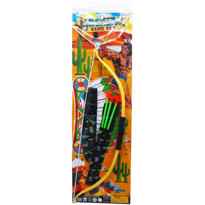 24 Pieces of 18.5" Bow & Arrow Play Set In Pegable Poly Bag