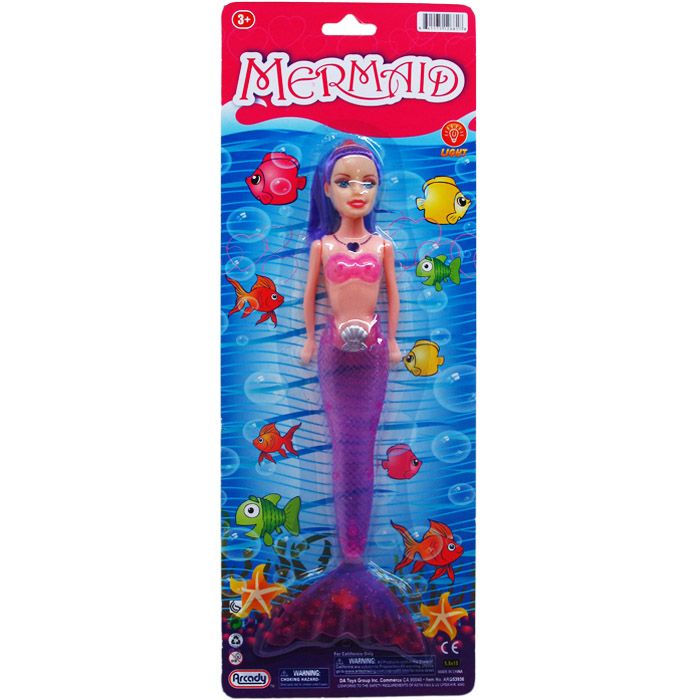 48 Wholesale 11" Mermaid Doll With Light On Blister Card