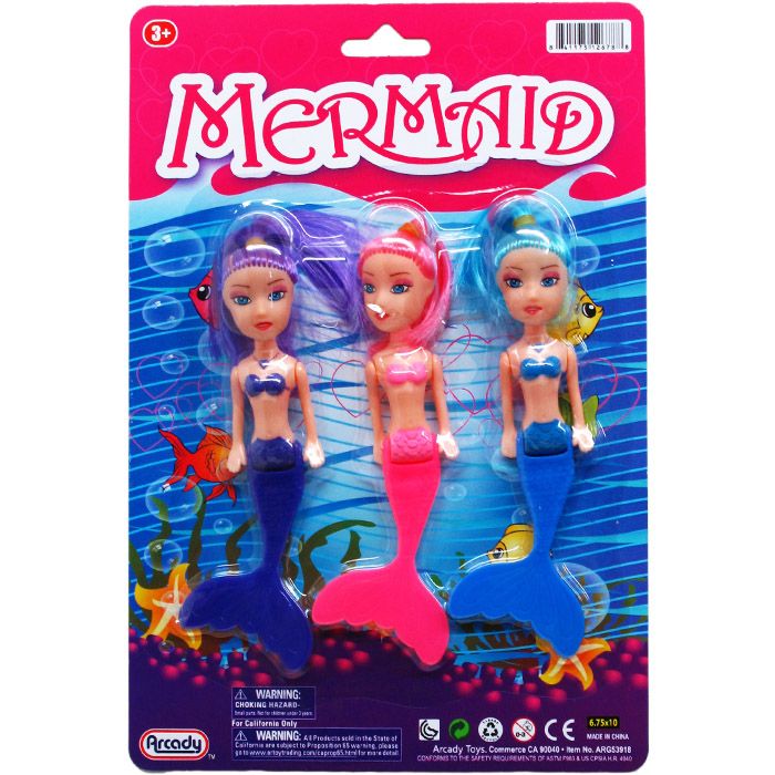 96 Wholesale 3pc 5.5" Mermaid Dolls On Blister Card