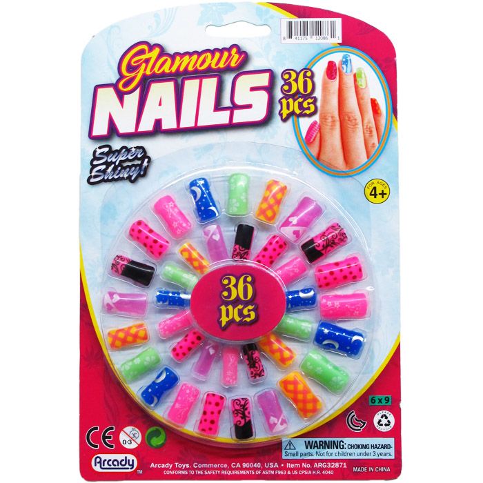 144 Wholesale 36pc Toy Nails Play Set On Blister Card