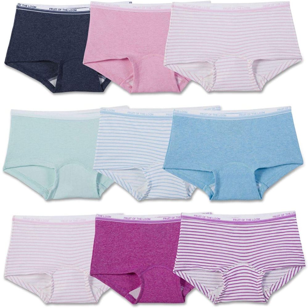 Fruit of the Loom Girls Assorted Cotton Hipster Underwear, 20 Pack Panties  Sizes 4 - 14