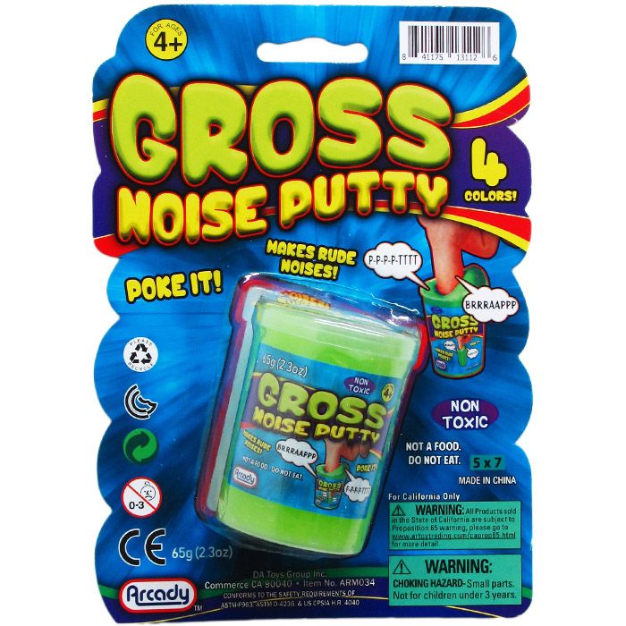 72 Wholesale Gross Noise Putty In 2.5" Cup, 4 Assorted Colors