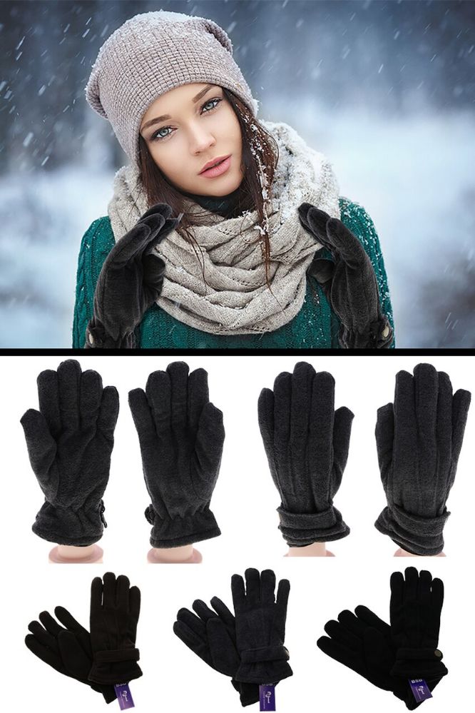 24 Pairs of Black Winter Gloves With Gold Tone Accents