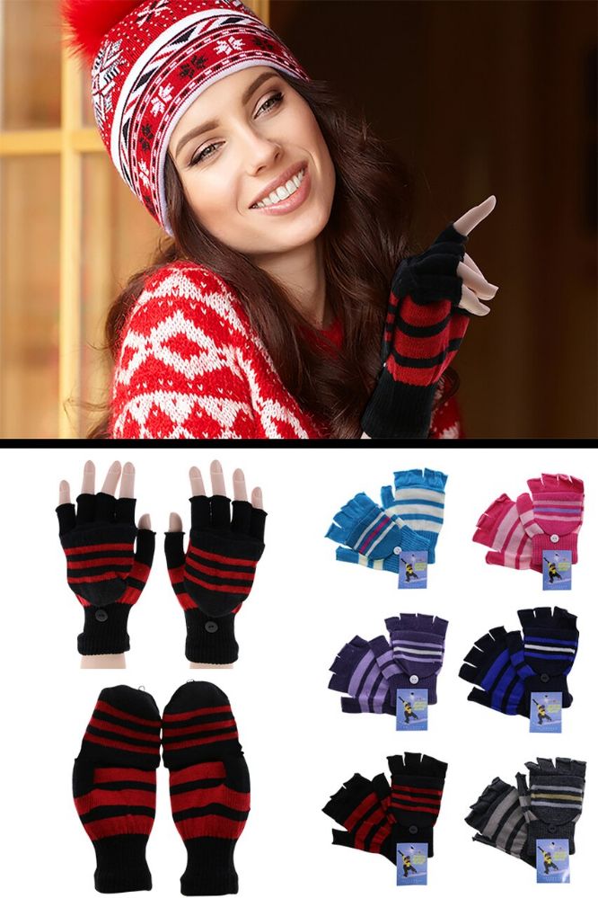 72 Pairs of Colorful Knit Convertible Mittens