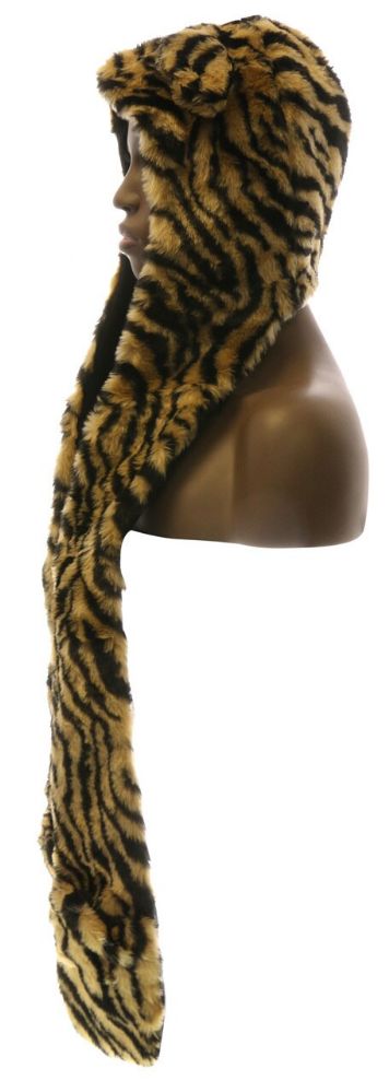 12 Pieces of Cosplay Tiger Stripe 3 In1 Fuzzy Animal Hat Scarf And Mitten Combo
