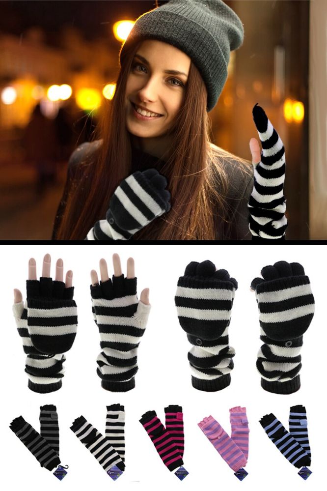 36 Pairs of Extra Long Knit Convertible Mittens