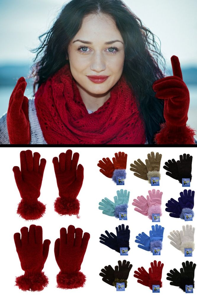 36 Pairs of Fuzzy Fashion Winter Gloves