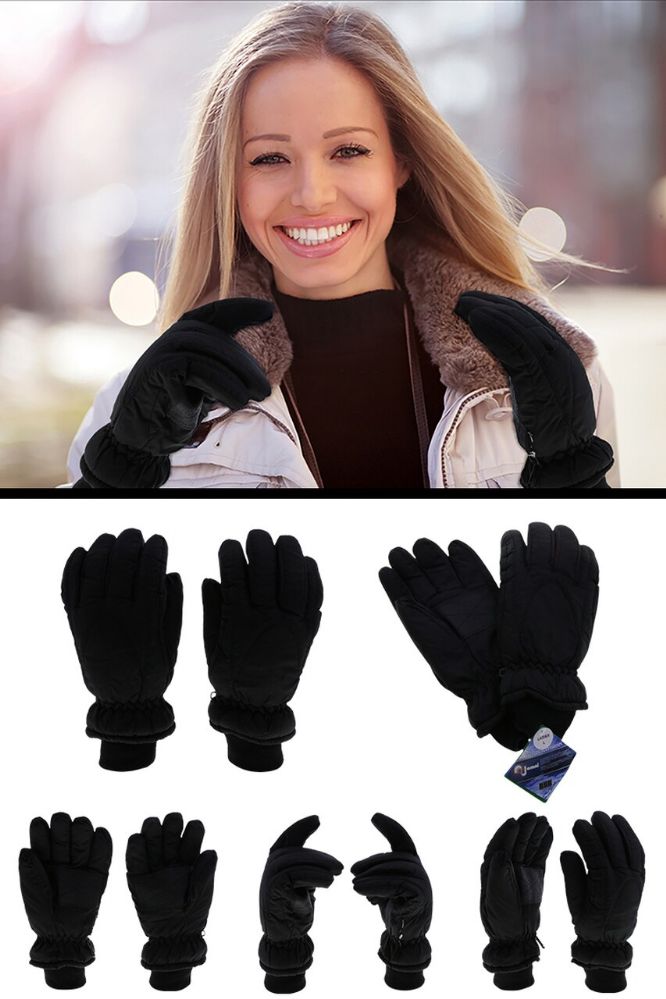24 Wholesale Insulated Black Winter Gloves