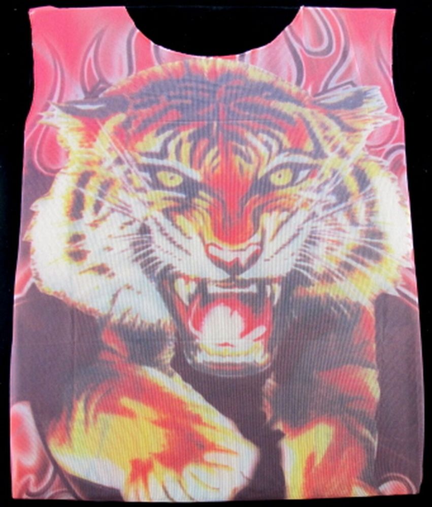96 Pieces Sleeveless Sheer Shirt With Tiger Print Tattoo Design - Costumes & Accessories