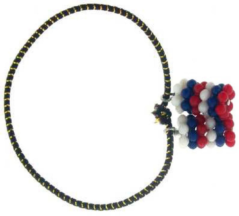 192 Wholesale Pony Tail Elastic Band With Red White Blue Acrylic Beads