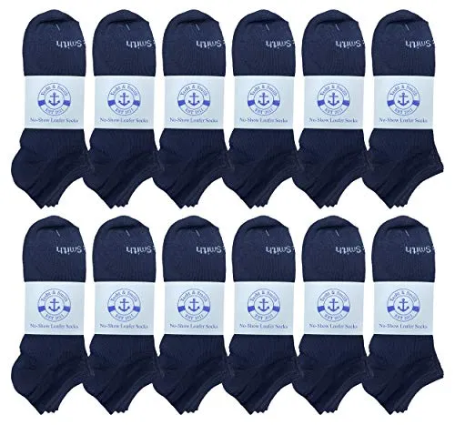 12 Pairs of Boy's And Girls Low Cut Ankle Socks, Thin Lightweight Breathable Socks, Size, 6-8 Navy